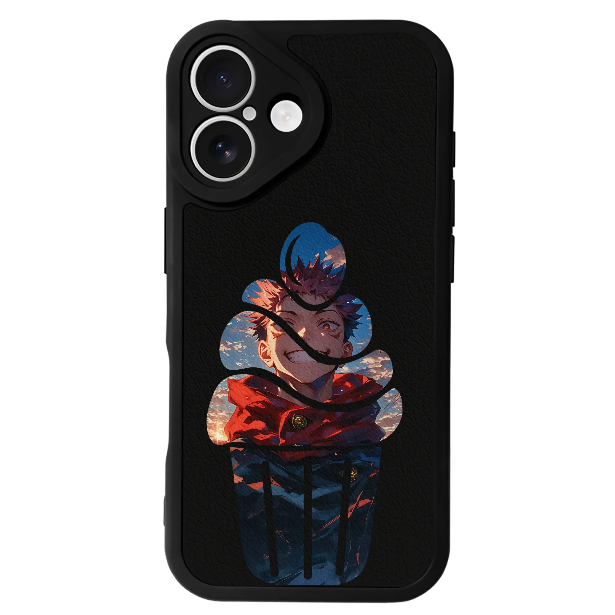 呪術廻戦 グッズ,虎杖 悠仁 - IPhone 16シリーズ対応 ・ シリコンスマホケース ・ レザー調 ・ 高精度フィット ・ 耐衝撃 ・ ワイヤレス充電対応 ・ 精密カット